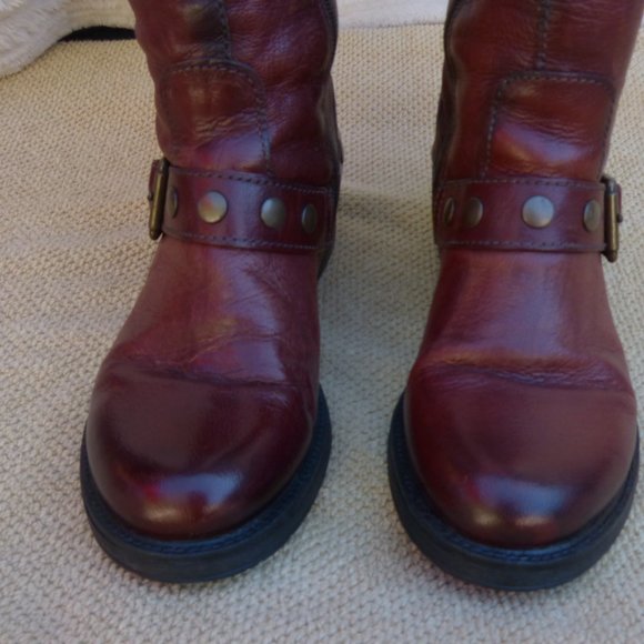 SOLD MJUS RUSTIC BROWN TALL LEATHER BOOTS SZ 36 - Picture 5 of 13